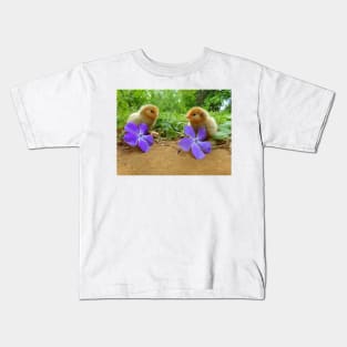 Belgian D'Uccle Chicks with Flowers Kids T-Shirt